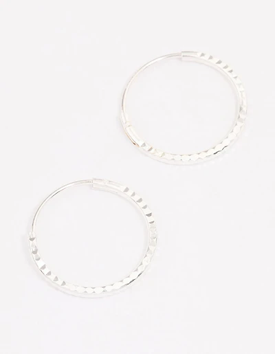 Sterling Silver Diamante Hoop Earrings