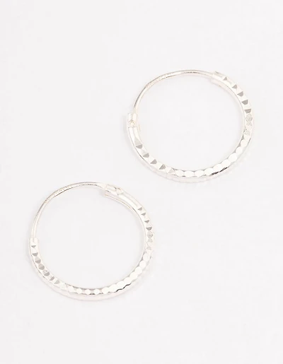 Sterling Silver Diamante Hoop Earrings 12mm