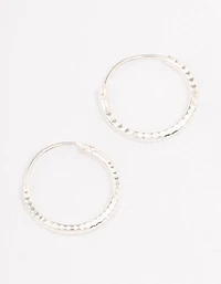 Sterling Silver Diamante Hoop Earrings 12mm