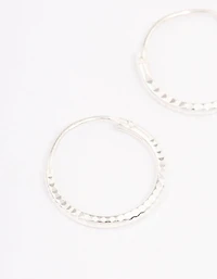 Sterling Silver Diamante Hoop Earrings 12mm
