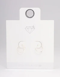 Sterling Silver Diamante Hoop Earrings 12mm