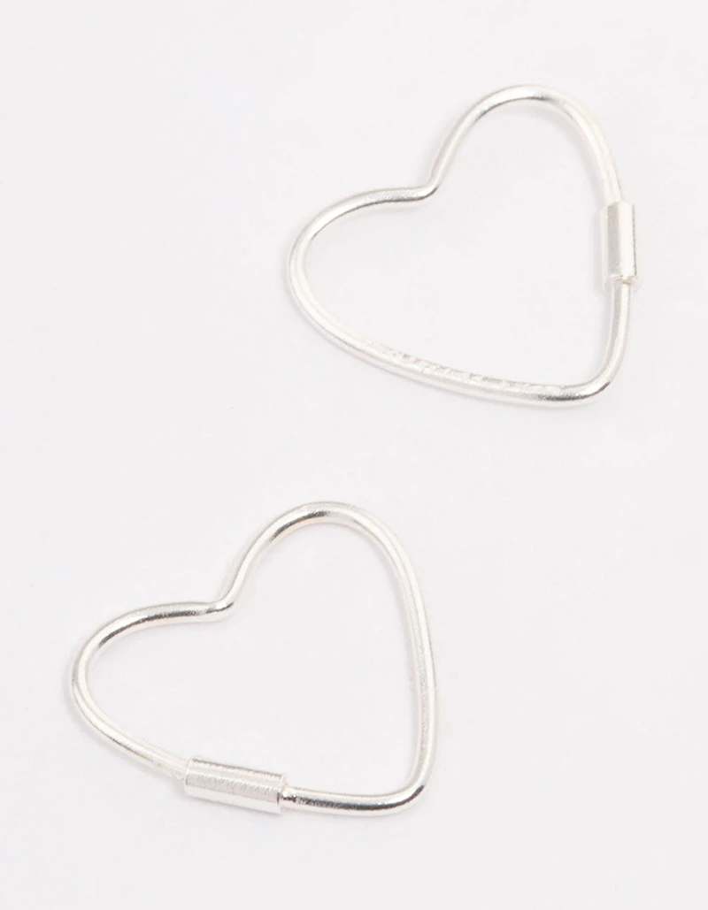 Sterling Silver Heart Hoop Earrings 12mm