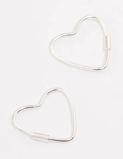 Sterling Silver Heart Hoop Earrings 12mm