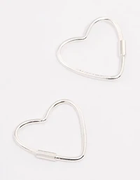 Sterling Silver Heart Hoop Earrings 12mm