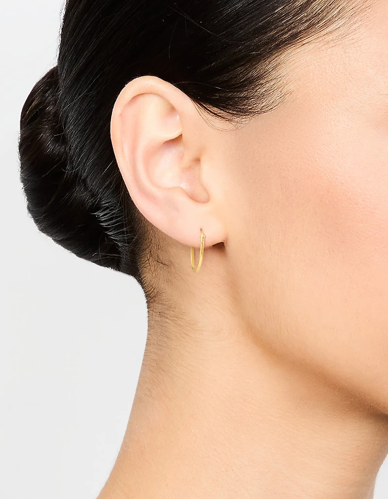 Gold Plated Sterling Silver Hoop Earrings 16mm