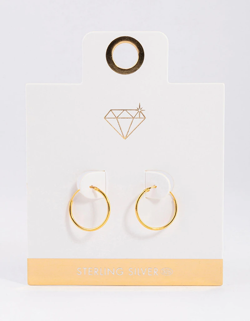 Gold Plated Sterling Silver Hoop Earrings 16mm