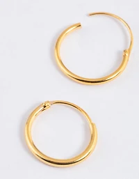 Gold Plated Sterling Silver Hoop Earrings 12mm