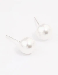Sterling Silver Pearl Stud Earrings 8mm
