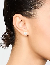 Sterling Silver Pearl Stud Earrings 8mm