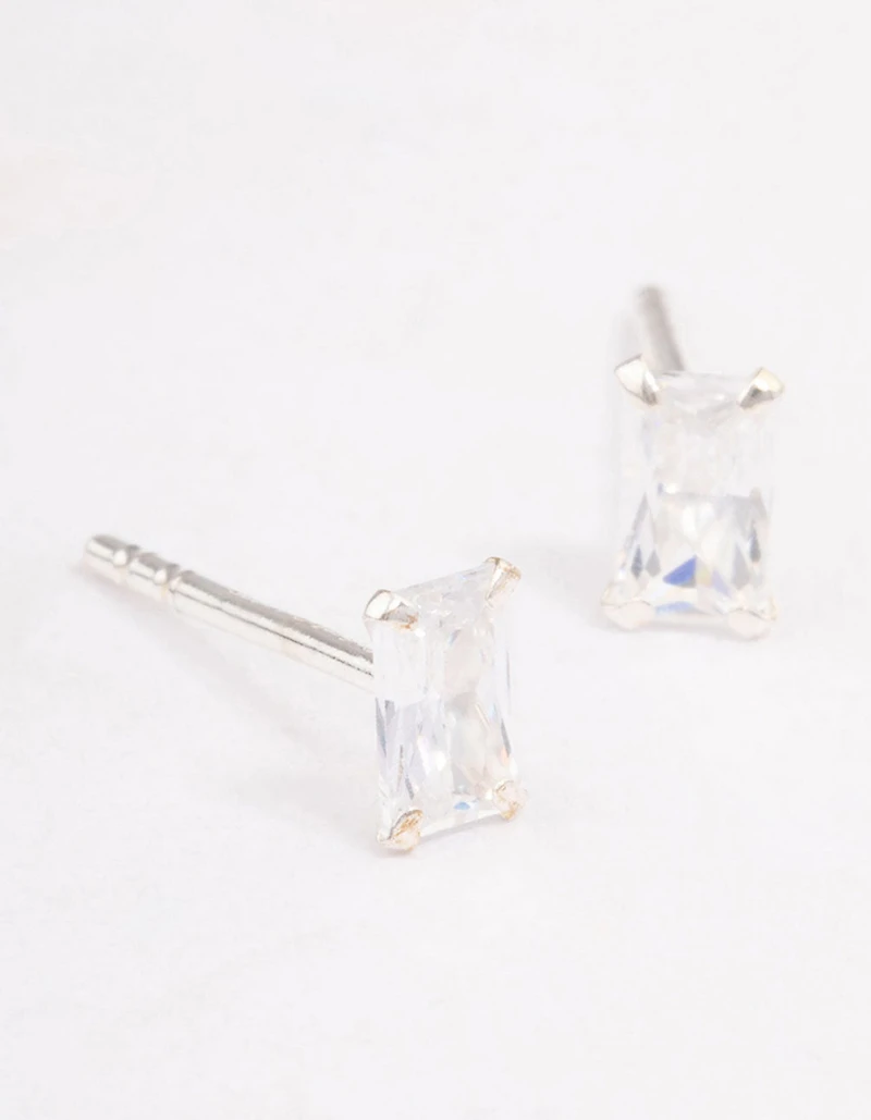 Boucles d’oreilles en baguette en argent sterling