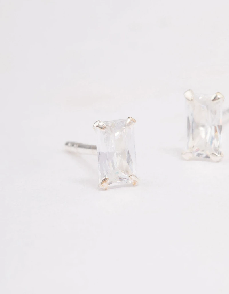 Boucles d’oreilles en baguette en argent sterling