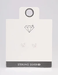 Sterling Silver Diamante Stud Earrings