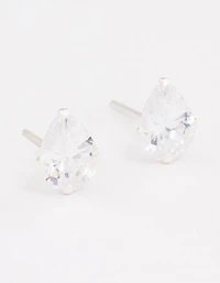 Sterling Silver Cubic Zirconia Pear Stud Earrings 7mm