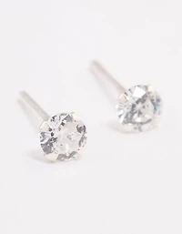 Sterling Silver Cubic Zirconia Crystal Stud Earrings