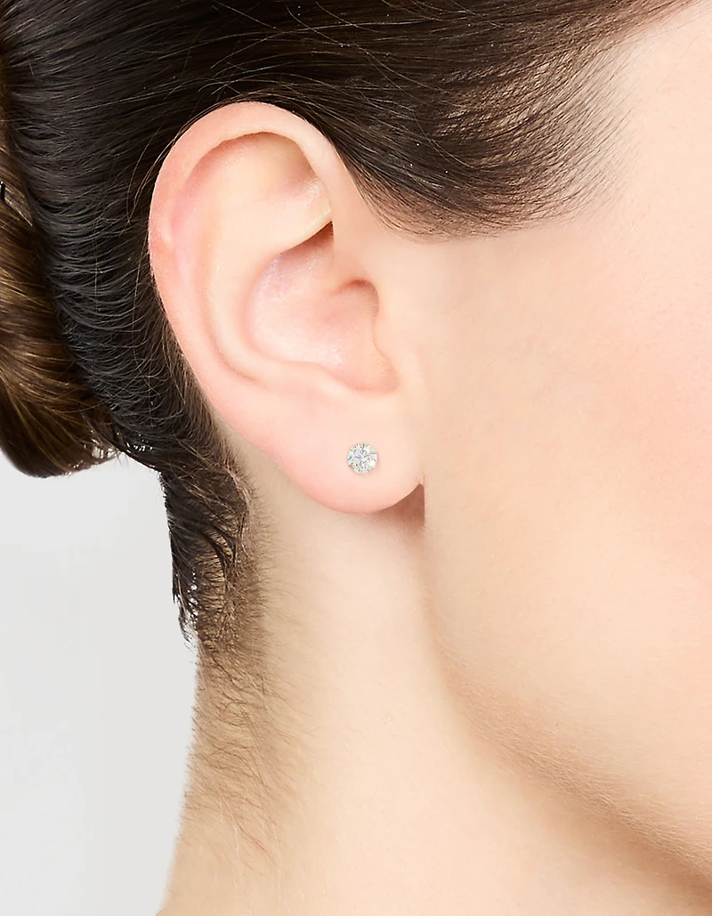 Sterling Silver Cubic Zirconia Crystal Stud Earrings