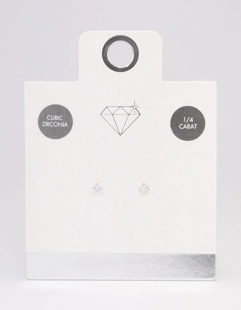 Sterling Silver Cubic Zirconia Crystal Stud Earrings