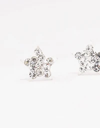 Sterling Silver Pave Star Stud Earrings