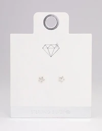 Sterling Silver Pave Star Stud Earrings