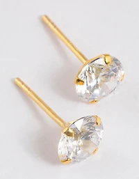 Gold Plated Sterling Silver Cubic Zirconia Stud Earrings