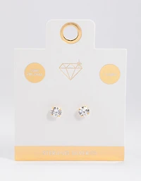 Gold Plated Sterling Silver Cubic Zirconia Stud Earrings