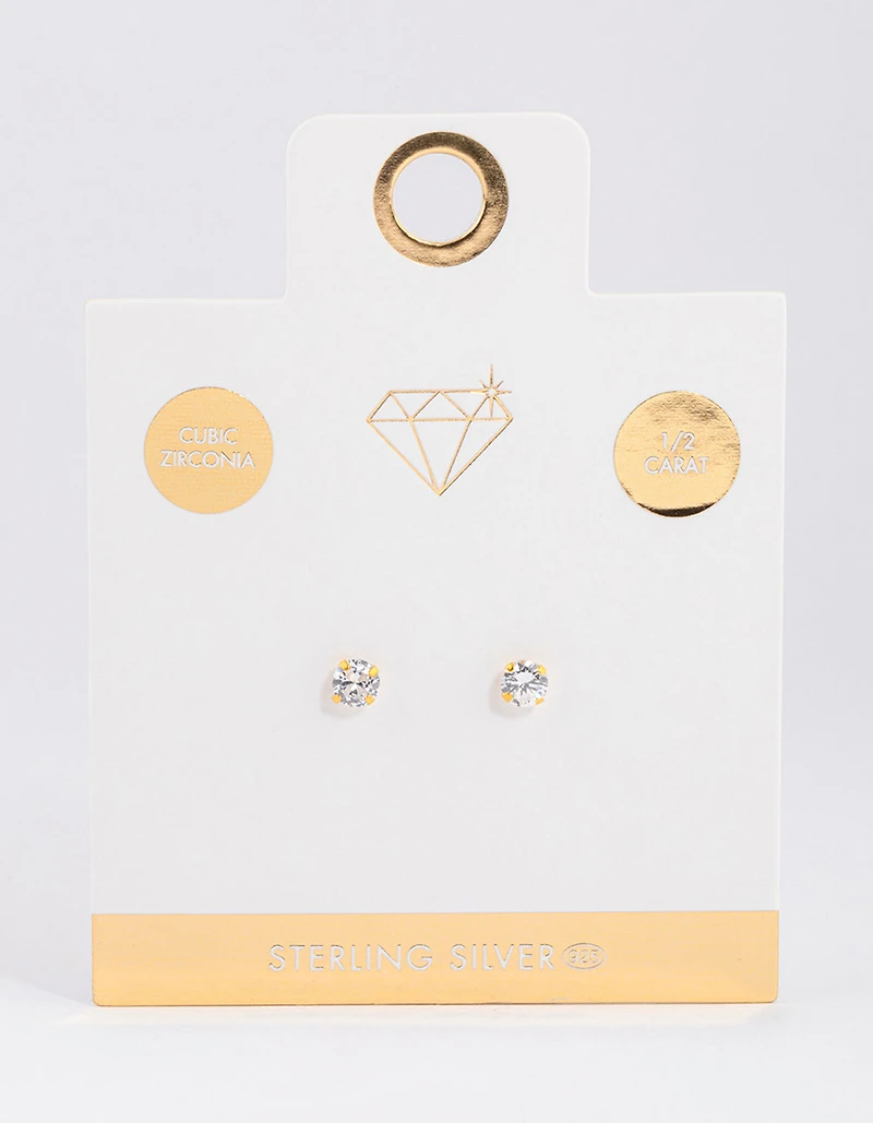 Gold Plated Sterling Silver Dainty Stud Earrings