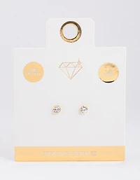 Gold Plated Sterling Silver Dainty Stud Earrings