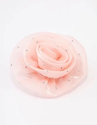 Broche et pince à cheveux Rosette Pink Diamante