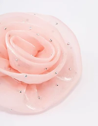 Broche et pince à cheveux Rosette Pink Diamante