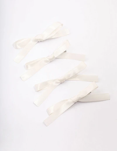 Cream Simple Hair Bows 4-Pack