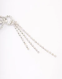 Silver Heart Diamante Cup Chain Hair Clip