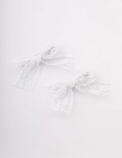 White Lace Hair Bow Pack