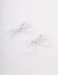 White Lace Hair Bow Pack