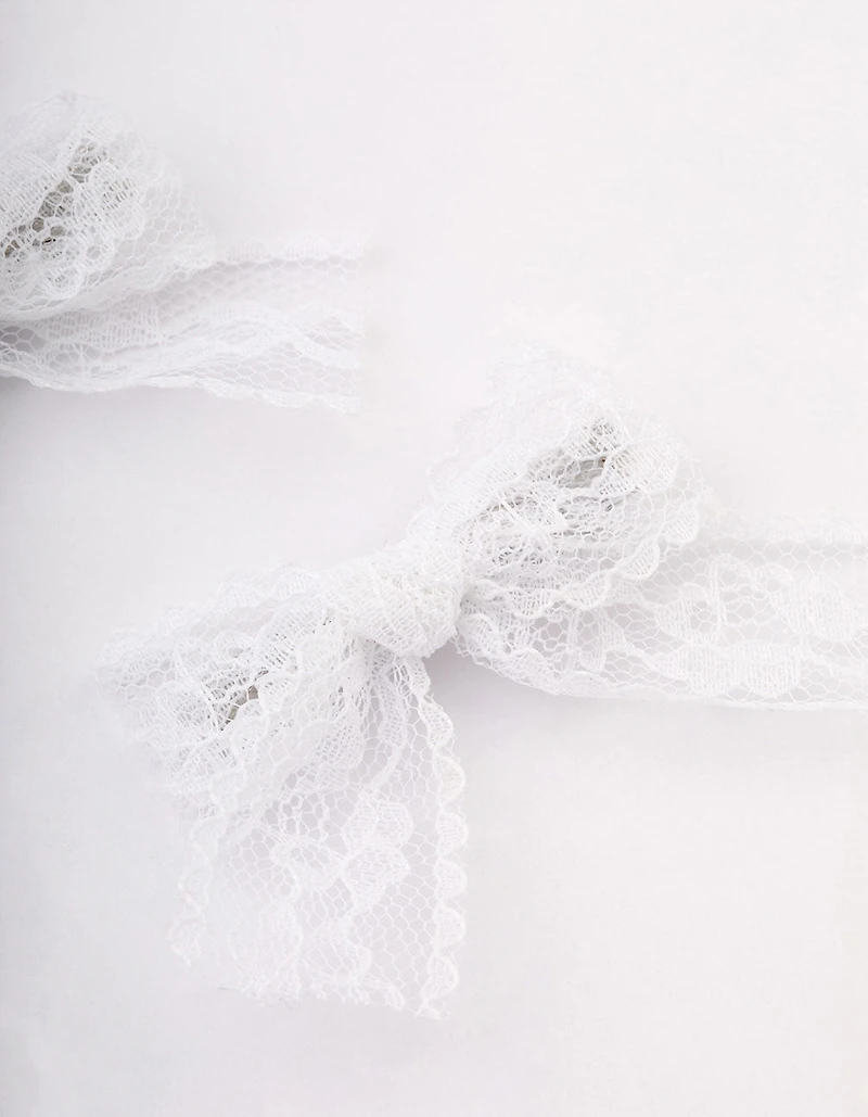 White Lace Hair Bow Pack