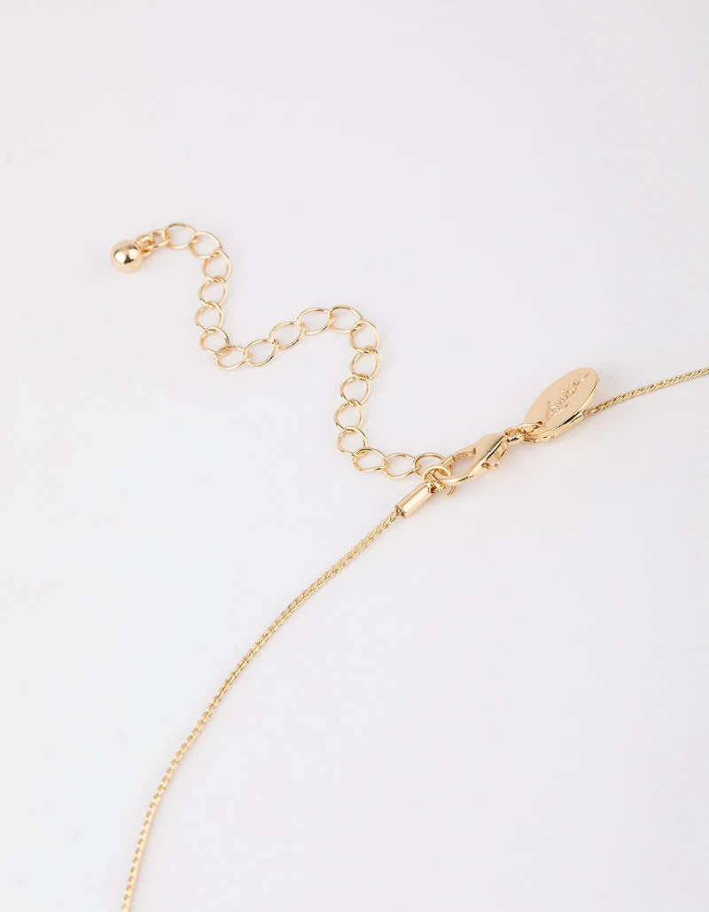 Gold Multi Pearl Charm Long Necklace