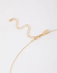 Gold Multi Pearl Charm Long Necklace