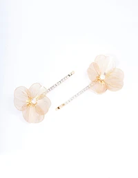 Gold Flower & Diamante Hair Clips 2-Pack