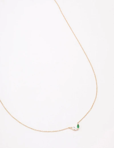 Gold Plated Sterling Silver Double Marquise Pendant Necklace