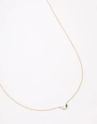 Gold Plated Sterling Silver Double Marquise Pendant Necklace