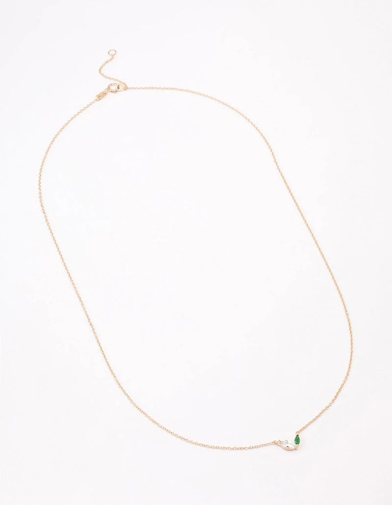 Gold Plated Sterling Silver Double Marquise Pendant Necklace