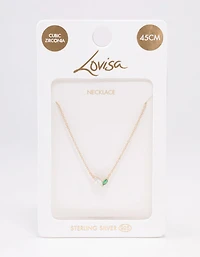 Gold Plated Sterling Silver Double Marquise Pendant Necklace
