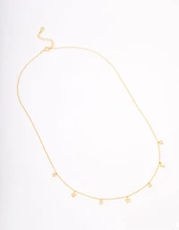 Gold Plated Sterling Silver Alternating Cubic Zirconia Star Pendant Necklace