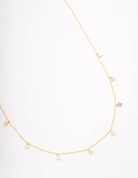 Gold Plated Sterling Silver Cubic Zirconia Droplet Pendant Necklace