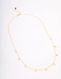 Gold Plated Sterling Silver Cubic Zirconia Droplet Pendant Necklace