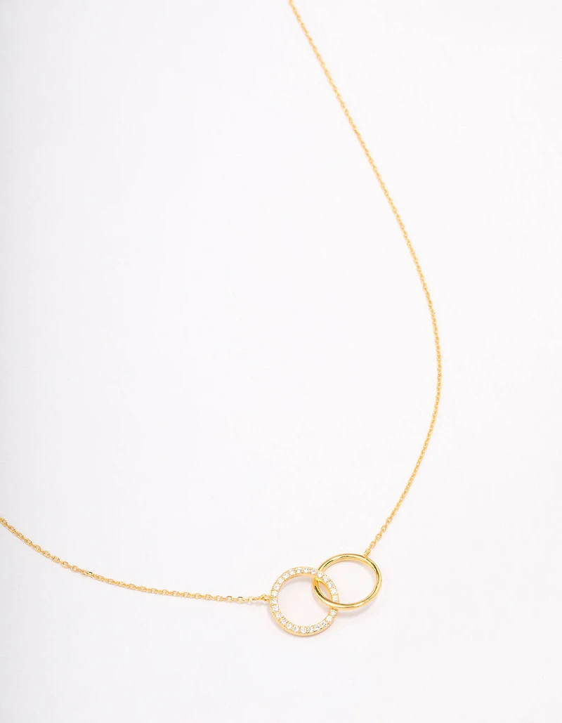 Gold Plated Sterling Silver Paved Link Hoop Necklace