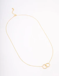 Gold Plated Sterling Silver Paved Link Hoop Necklace