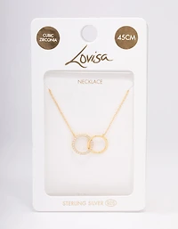 Gold Plated Sterling Silver Paved Link Hoop Necklace