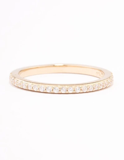 Gold Plated Sterling Silver Cubic Zirconia Pave Ring