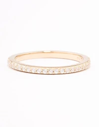 Gold Plated Sterling Silver Cubic Zirconia Pave Ring