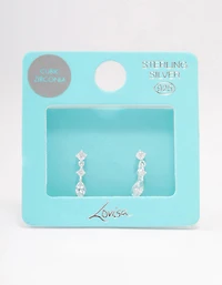 Sterling Silver Triangular Cubic Zirconia Marquise Drop Earrings