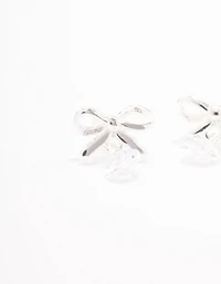 Sterling Silver Bow & Pear Drop Earrings